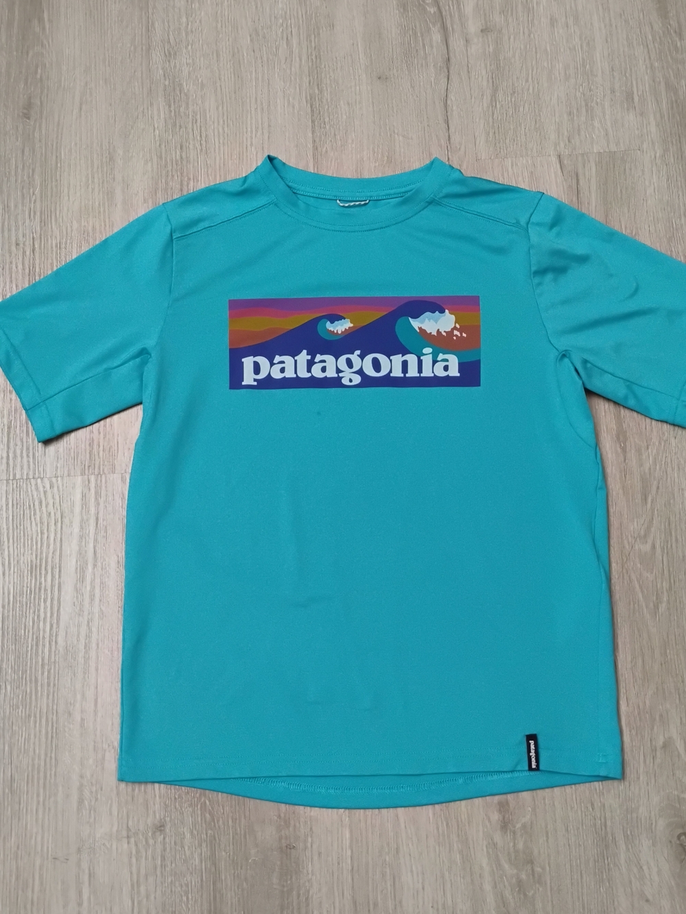 Patagonia Kids Aqua Short Sleeve Logo Tee